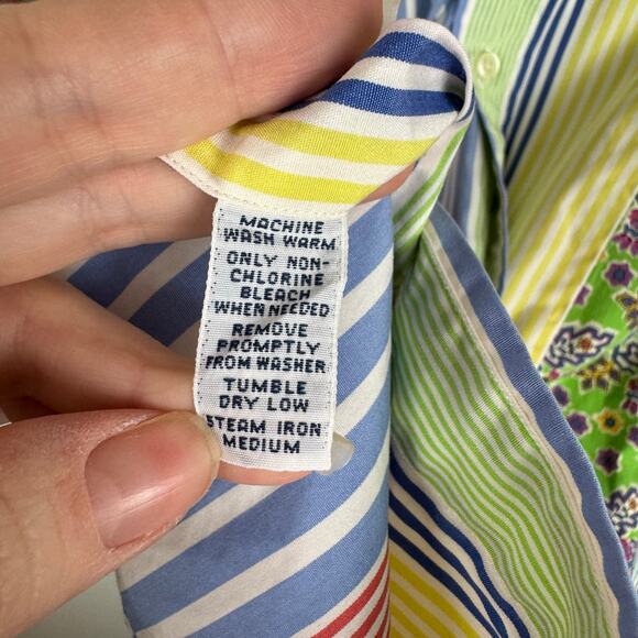 Ralph Lauren Mens VTG Patchwork Rainbow Colorblock Custom Fit Button Up Sz L - Picture 10 of 12